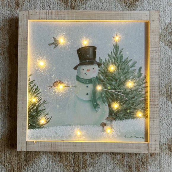 Vintage inspired Winter Woodland Snowman Light Up Picture - Picture 5 of 6